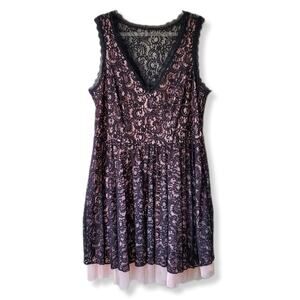 Trixxi Plus Black Lace Dress 20W Sleeveless Feminine Party Cocktail Romantic